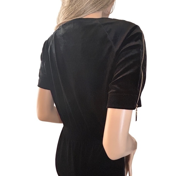 VERO MODA Katie Dress Plush Velvet Sheath Short Sleeve Zipper Pockets - Picture 14 of 16